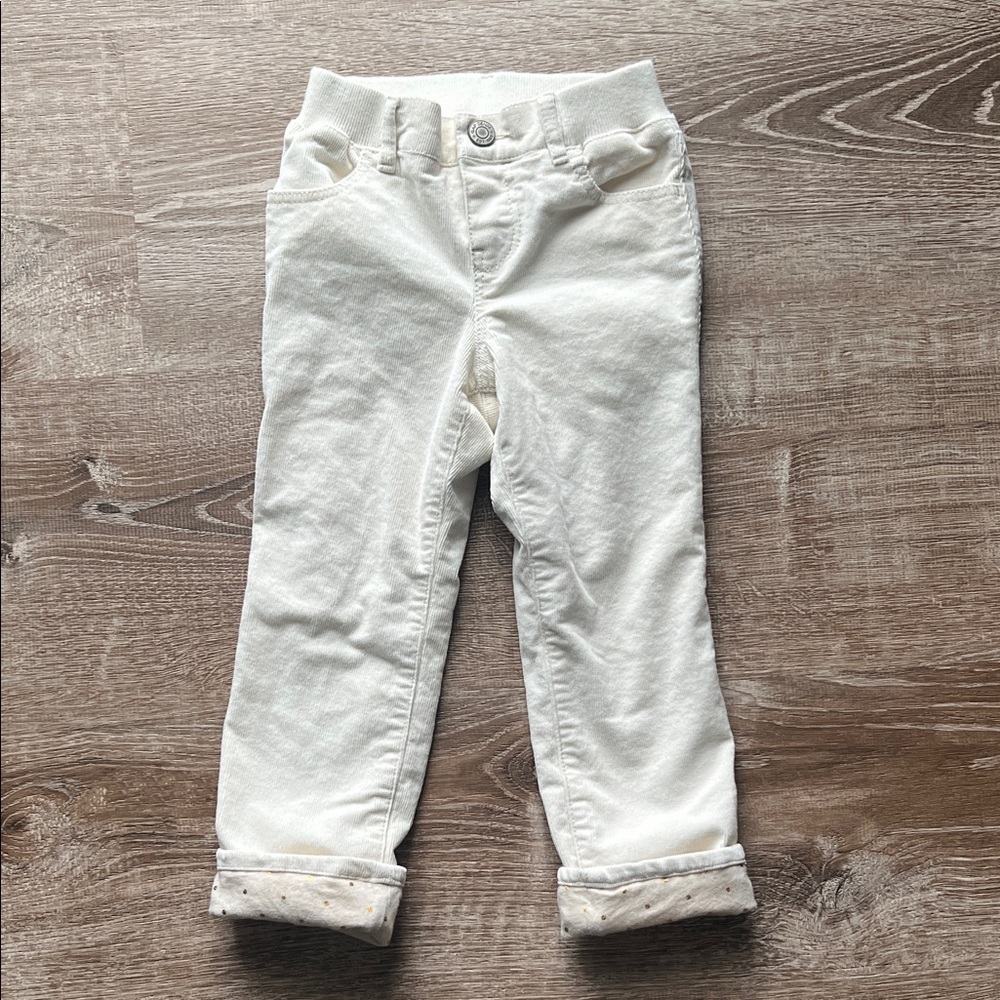 Gap Corduroy Off White Lined Roll Cuff Pants size 4T